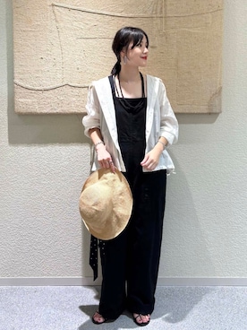 「旅行コーデ」｜「アイテム（オールインワン・サロペット）」を使った、saoriさん（レディース・158cm）の夏コーディネート