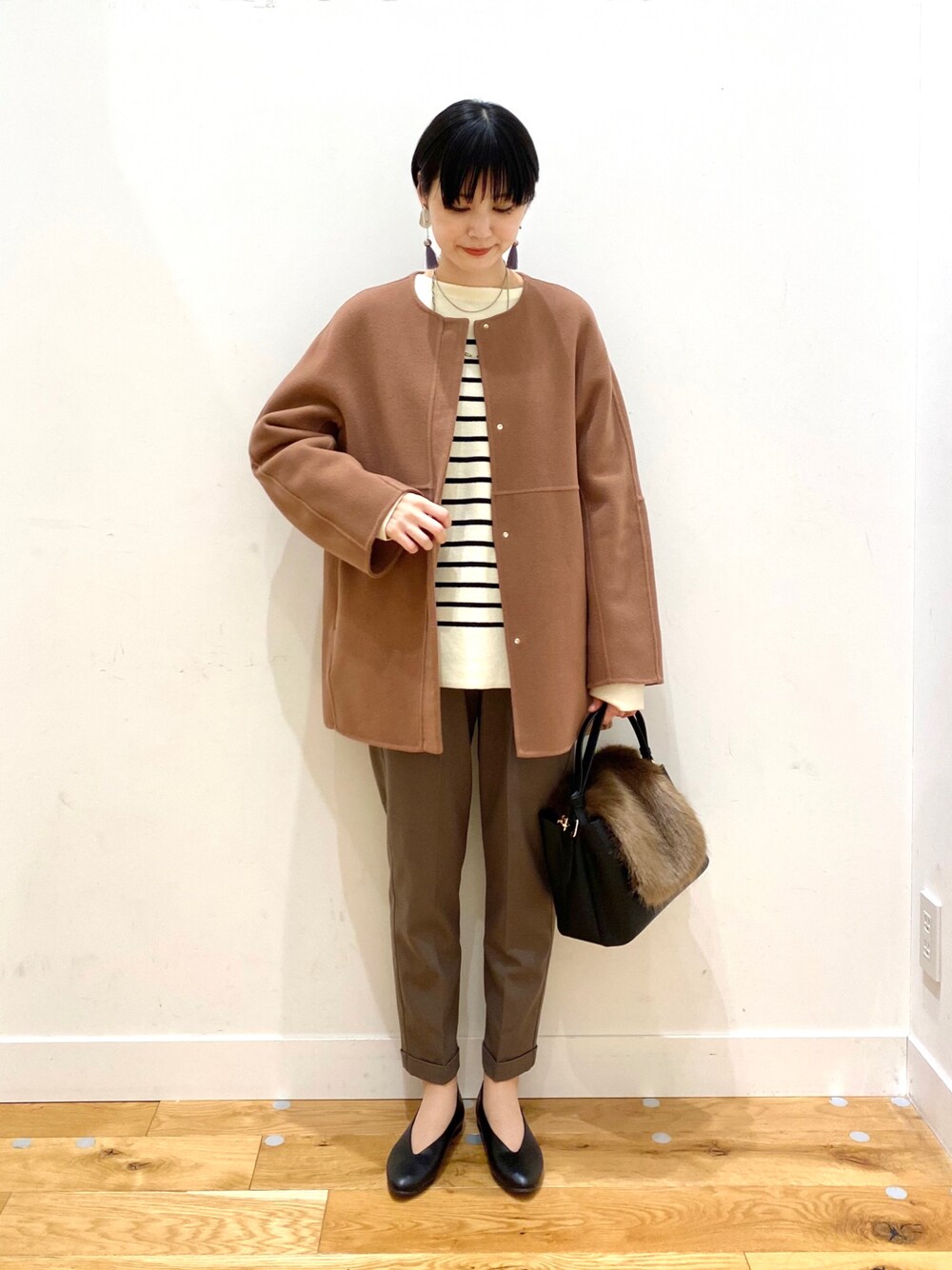 はるこ　アーバンリサーチドアーズ ウールノーカラーミドルコート URBAN RESEARCH DOORS（アーバンリサーチドアーズ）の「ウール