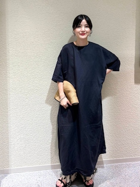 2サイズ展開』リネンレーヨンワイドワンピースを使った人気