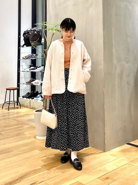 「ほめられ本命コーデ」｜「アイテム（ノーカラージャケット）」を使った、saoriさん（レディース・158cm）の冬コーディネート