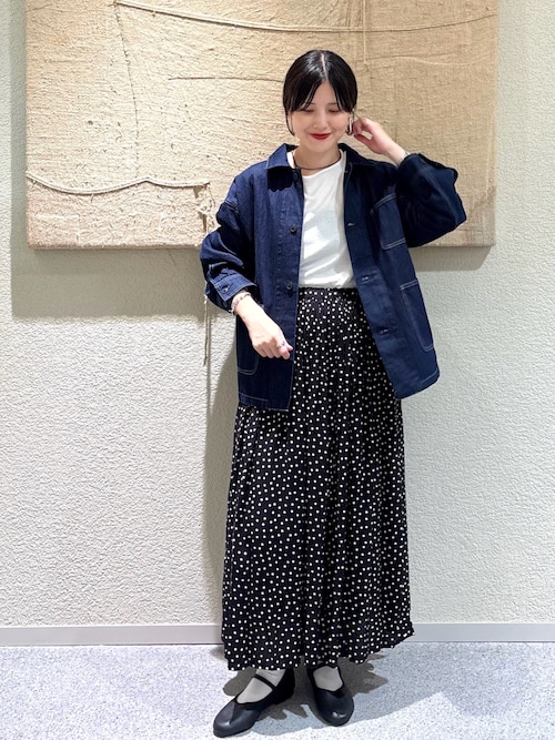 24ss かぐれ ドットギャザースカート ロングスカート 黒 ウエストゴム　近年 24ss かぐれ ドットギャザースカート ロングスカート 黒