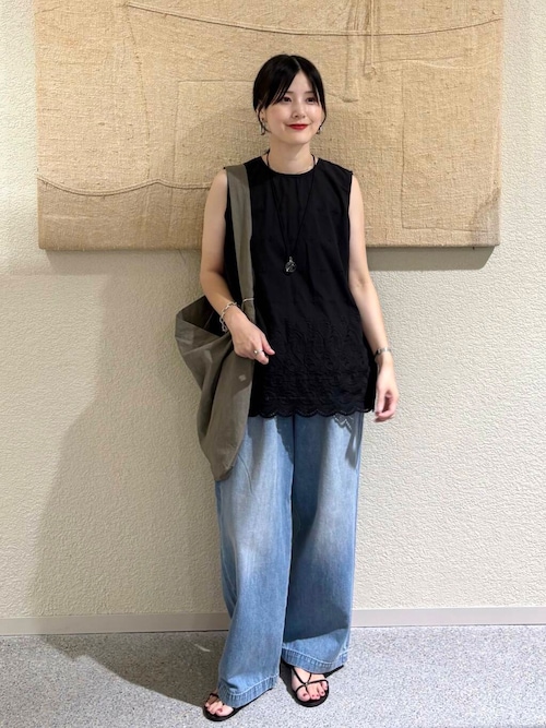 フェードデニムイージーパンツ