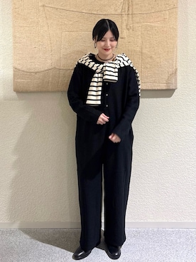 「アイテム（つなぎ/オールインワン）」を使った、秋山 里織さん（レディース・158cm）の秋コーディネート