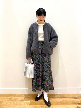 「KBF+（ケービーエフプラス）のアイテム」を使った、秋山 里織さん（レディース・158cm）の冬コーディネート