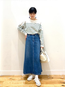 「KBF+（ケービーエフプラス）のアイテム」を使った、秋山 里織さん（レディース・158cm）の春コーディネート