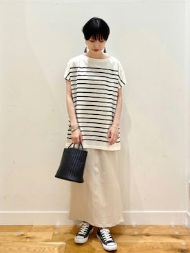 「CONVERSE（コンバース）のconverse（コンバース） ALL STAR OX（オールスターOX）（スニーカー）」を使った、秋山 里織さん（レディース・158cm）の夏コーディネート