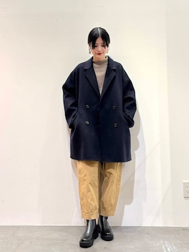 「URBAN RESEARCH DOORS（アーバンリサーチドアーズ）のウールリバーテーラードコート（その他アウター）」を使った、秋山 里織さん（レディース・158cm）の秋コーディネート