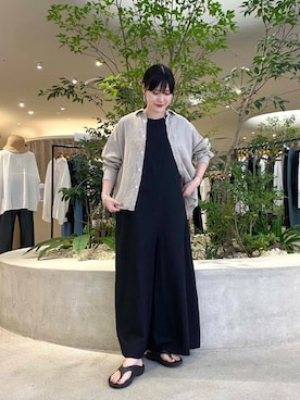 「骨格ウェーブ」｜「アイテム（オールインワン・サロペット）」を使った、秋山 里織さん（レディース・158cm）の夏コーディネート
