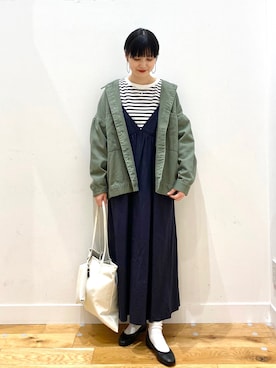 「アイテム（ワンピース/ドレス、ブルー系）」を使った、saoriさん（レディース・158cm）の春コーディネート