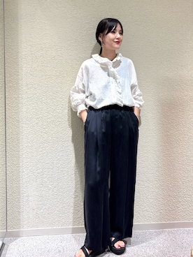 「フリルトップス」｜saoriさん（レディース・158cm）の夏コーディネート