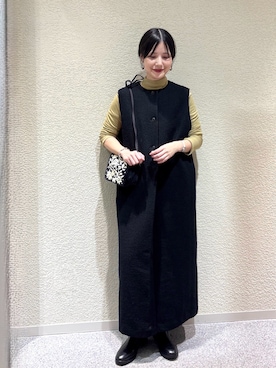 「秋服コーデ」｜秋山 里織さん（レディース・158cm）の冬コーディネート