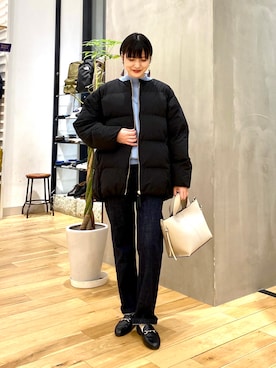 「服とコスメでなりたい自分に」｜「アイテム（ダウンジャケット/コート）」を使った、saoriさん（レディース・158cm）の冬コーディネート