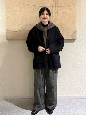 「アイテム（テーラードジャケット）」を使った、秋山 里織さん（レディース・158cm）の秋コーディネート