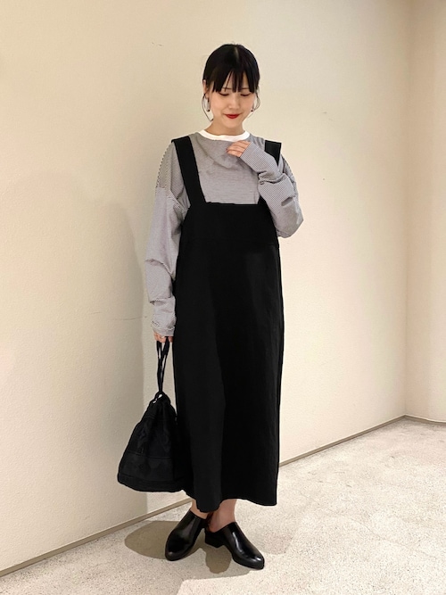 かぐれ＊コットンリネンラミーサスペンダーワンピース/チャコール かぐれ コットンリネンラミーサスペンダーワンピース ブラック