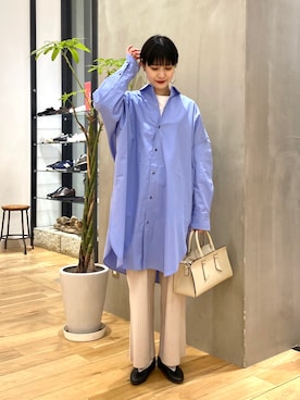 「ビッグシャツ」｜「アイテム（その他）」を使った、saoriさん（レディース・158cm）の冬コーディネート