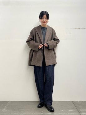 「デニム」｜「アイテム（その他アウター）」を使った、saoriさん（レディース・158cm）の秋コーディネート