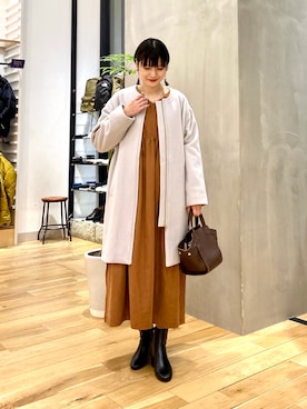 「服とコスメでなりたい自分に」｜「アイテム（その他アウター）」を使った、saoriさん（レディース・158cm）の冬コーディネート