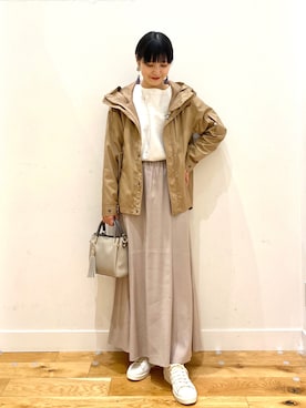 「タックイン」｜「アイテム（マウンテンパーカー）」を使った、saoriさん（レディース・158cm）の冬コーディネート