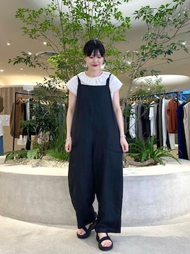 「骨格ウェーブ」｜「アイテム（オールインワン・サロペット）」を使った、秋山 里織さん（レディース・158cm）の夏コーディネート