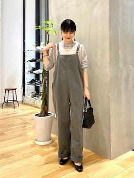 「シアーニット」｜「アイテム（オールインワン・サロペット）」を使った、saoriさん（レディース・158cm）の秋コーディネート