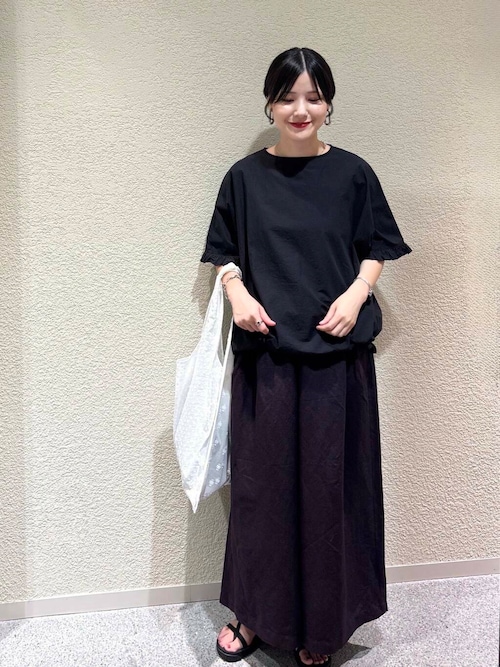 リネンレーヨンワイドギャザーパンツ