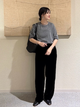 「アイテム（バレエシューズ）」を使った、秋山 里織さん（レディース・158cm）の夏コーディネート