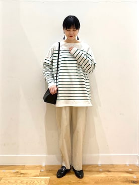 「KBF+（ケービーエフプラス）のアイテム」を使った、秋山 里織さん（レディース・158cm）の春コーディネート