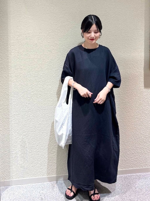 『2サイズ展開』リネンレーヨンワイドワンピース