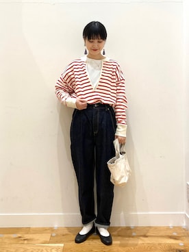 「KBF+（ケービーエフプラス）のアイテム」を使った、秋山 里織さん（レディース・158cm）の春コーディネート