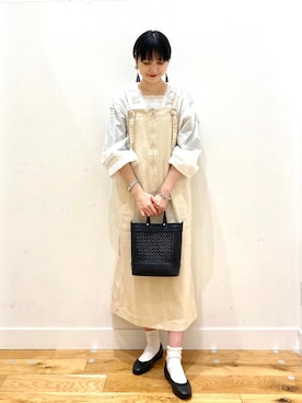 「KBF+（ケービーエフプラス）のアイテム」を使った、秋山 里織さん（レディース・158cm）の春コーディネート