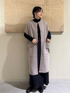 「アイテム（ベスト）」を使った、秋山 里織さん（レディース・158cm）の秋コーディネート