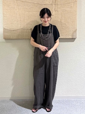 「骨格ウェーブ」｜「アイテム（オールインワン・サロペット）」を使った、saoriさん（レディース・158cm）の夏コーディネート