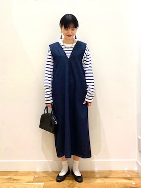 「KBF+（ケービーエフプラス）のアイテム」を使った、秋山 里織さん（レディース・158cm）の冬コーディネート
