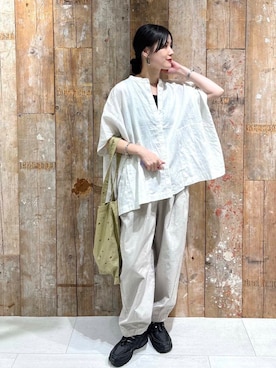 「アイテム（トートバッグ）」を使った、saoriさん（レディース・158cm）の夏コーディネート