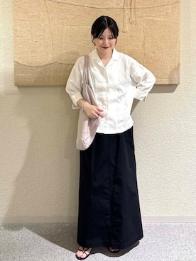 「アイテム（トートバッグ、ピンク系）」を使った、秋山 里織さん（レディース・158cm）の夏コーディネート