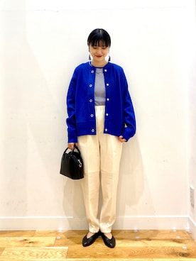 「URBAN RESEARCH DOORS（アーバンリサーチドアーズ）のラウンドボストンミニバッグ（ショルダーバッグ）」を使った、秋山 里織さん（レディース・158cm）の夏コーディネート