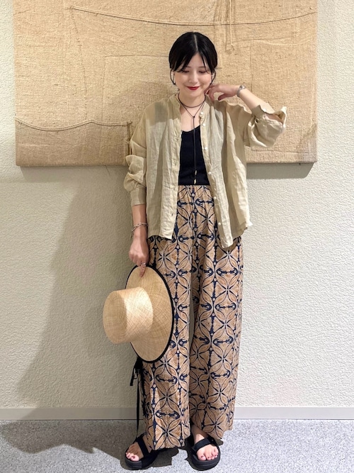 かぐれラミースタンドカラーシャツbeige