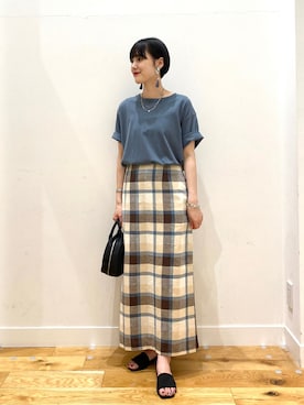 「KBF+（ケービーエフプラス）のアイテム」を使った、秋山 里織さん（レディース・158cm）の夏コーディネート