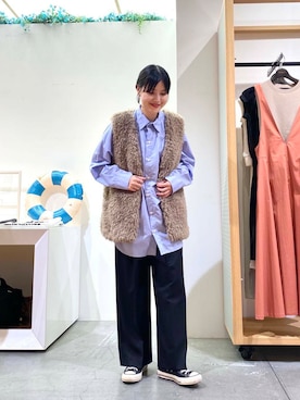 「アイテム（その他アウター、ブラウン系）」を使った、秋山 里織さん（レディース・158cm）の夏コーディネート