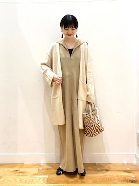 「春ニット」｜「アイテム（サロペット/オーバーオール）」を使った、saoriさん（レディース・158cm）の春コーディネート