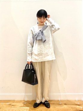 「KBF+（ケービーエフプラス）のアイテム」を使った、秋山 里織さん（レディース・158cm）の冬コーディネート
