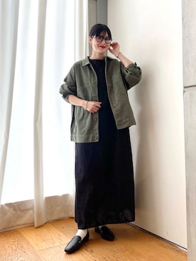 「骨格ウェーブ」｜「アイテム（その他アウター）」を使った、秋山 里織さん（レディース・158cm）の秋コーディネート