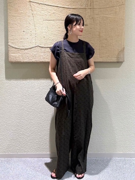 「アイテム（オールインワン・サロペット、グレー系）」を使った、saoriさん（レディース・158cm）の夏コーディネート