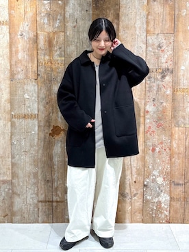 「かぐれ（カグレ）のユーティリティーイージーパンツ（その他パンツ）」を使った、秋山 里織さん（レディース・158cm）の秋コーディネート