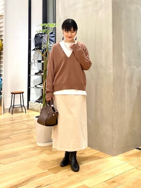 秋山 里織さん（レディース・158cm）の冬コーディネート