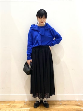 「KBF+（ケービーエフプラス）のアイテム」を使った、秋山 里織さん（レディース・158cm）の春コーディネート