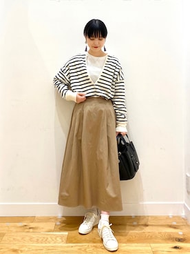 「KBF+（ケービーエフプラス）のアイテム」を使った、秋山 里織さん（レディース・158cm）の冬コーディネート