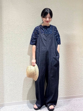 「アイテム（オールインワン・サロペット）」を使った、saoriさん（レディース・158cm）の夏コーディネート