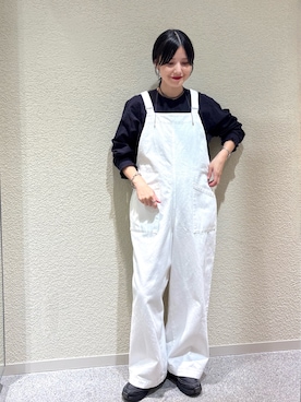 「アイテム（サロペット/オーバーオール）」を使った、秋山 里織さん（レディース・158cm）の夏コーディネート