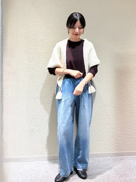 「アイテム（バレエシューズ）」を使った、秋山 里織さん（レディース・158cm）の秋コーディネート